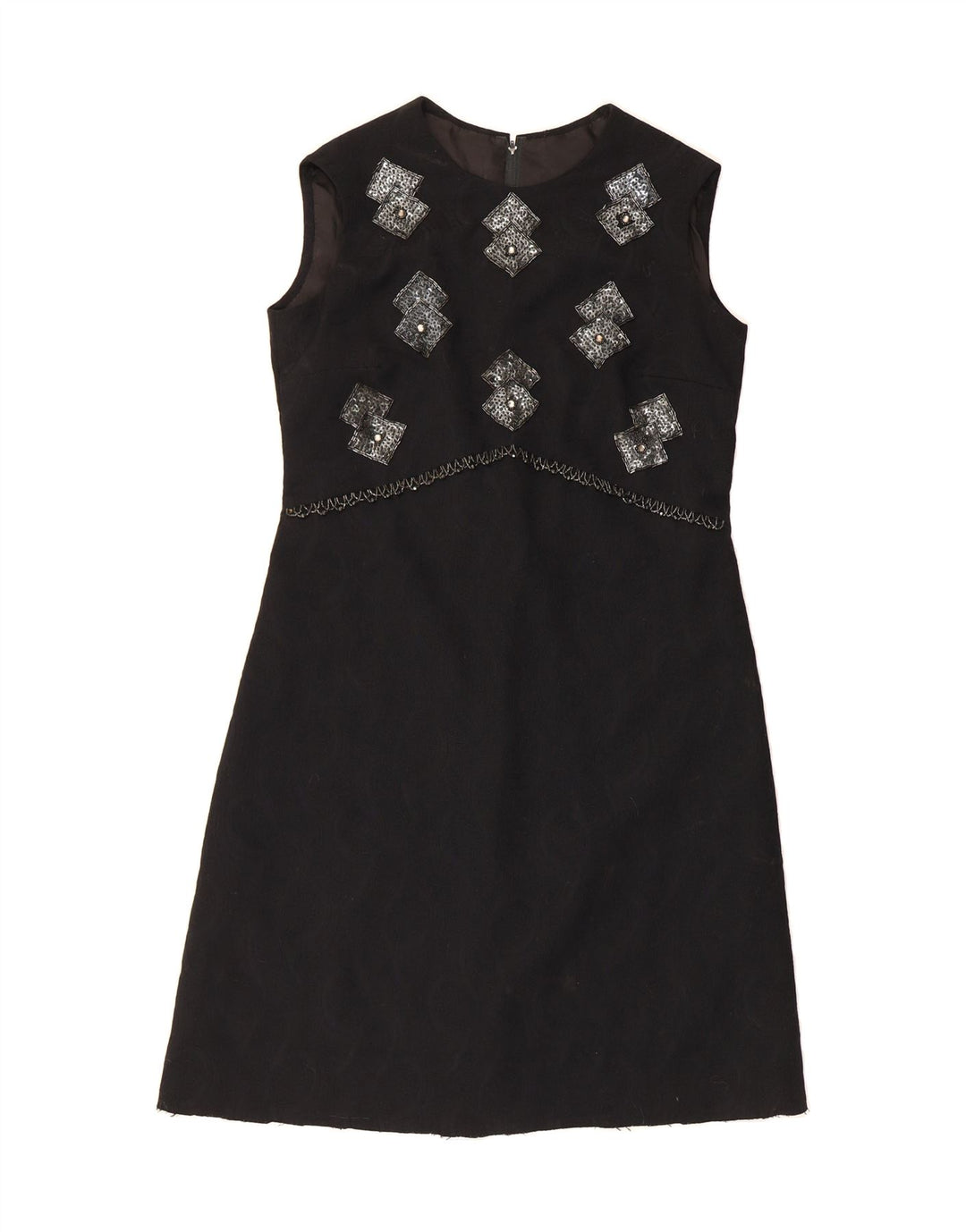 VINTAGE Womens Sleeveless A-Line Dress UK 14 Medium Black Vintage Vintage and Second-Hand Vintage from Messina Hembry 