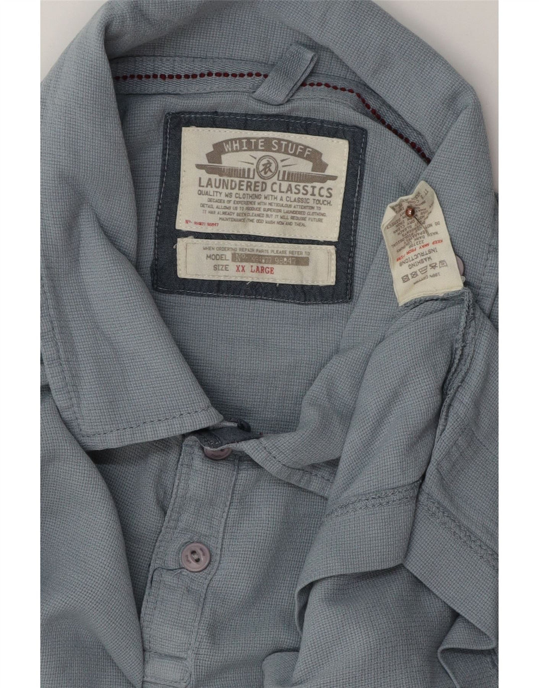 WHITE STUFF Tricou Polo pentru bărbați 2XL Bumbac Albastru