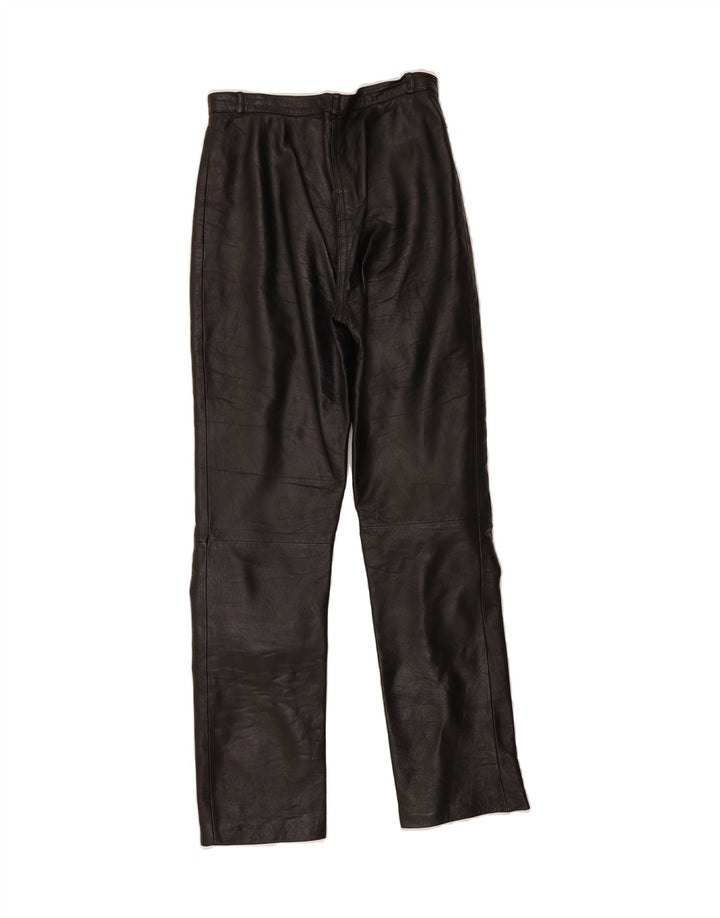 VINTAGE Womens Straight Leather Trousers W26 L29 Black Vintage Vintage and Second-Hand Vintage from Messina Hembry 