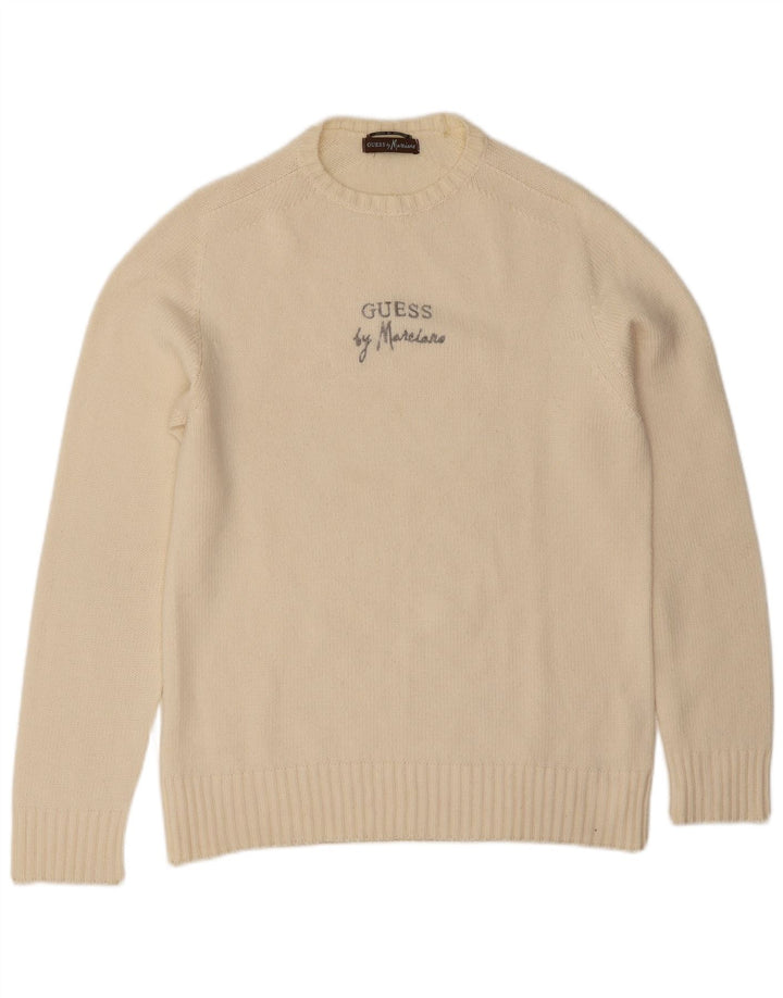 Pulover Guess By Marciano pentru bărbați, cu gât crew, alb cadru mediu