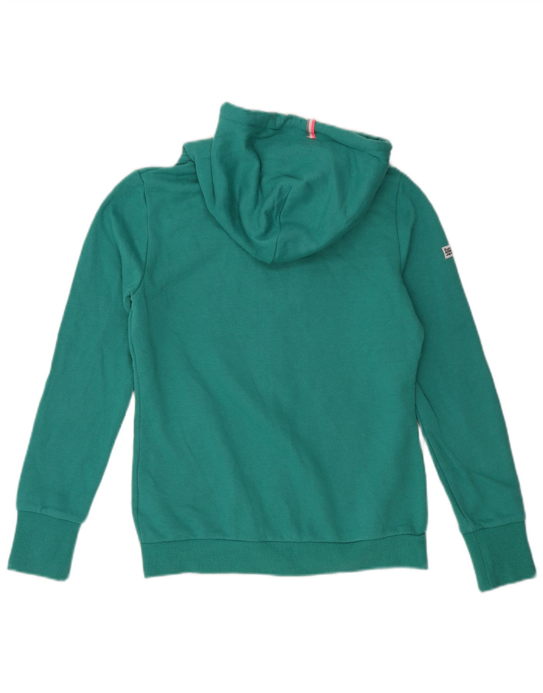 SUPERDRY Pulover cu capota cu fermoar pentru femei UK 12 Bumbac verde mediu