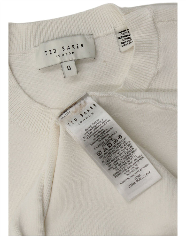 Pulover pentru damă Ted Baker cu gât turnut, mărimea 0 2XS, viscoză albă