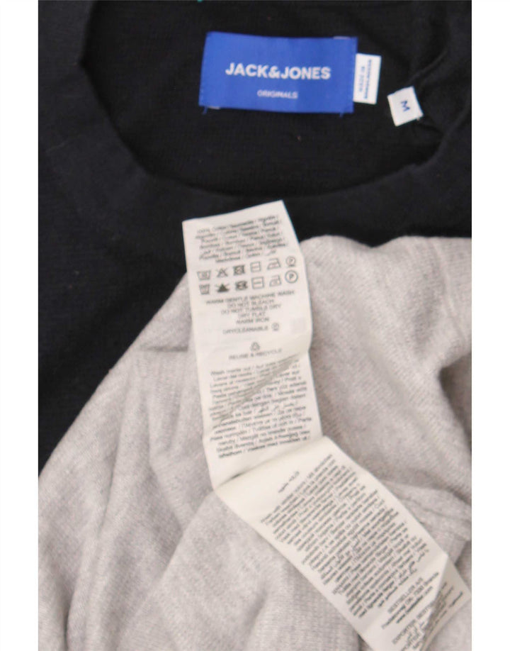 Pulover Jack & Jones pentru bărbați cu gât roșu, bumbac color bloc, gri mediu
