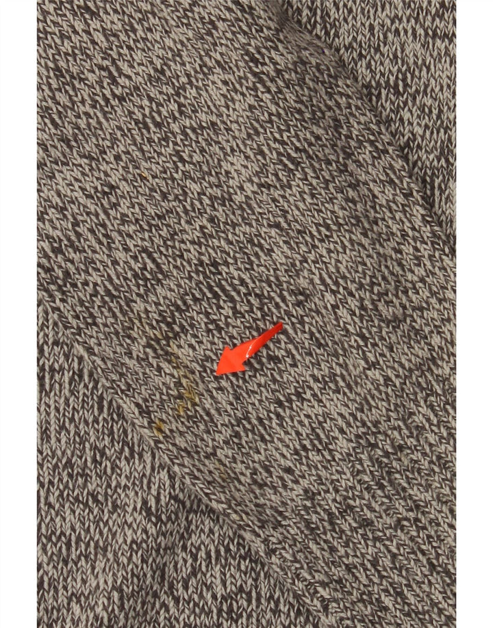 EDDIE BAUER Pulover pentru bărbați cu gât cu nasturi, bumbac cu pete, gri mediu