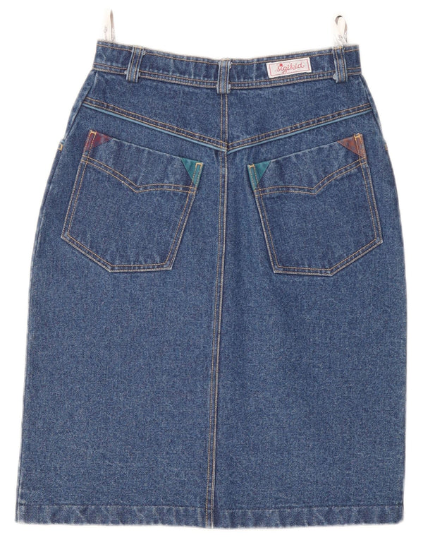 Fusta de blugi vintage pentru femei cu talie înaltă EU 38 Medium W25 Lână albastră