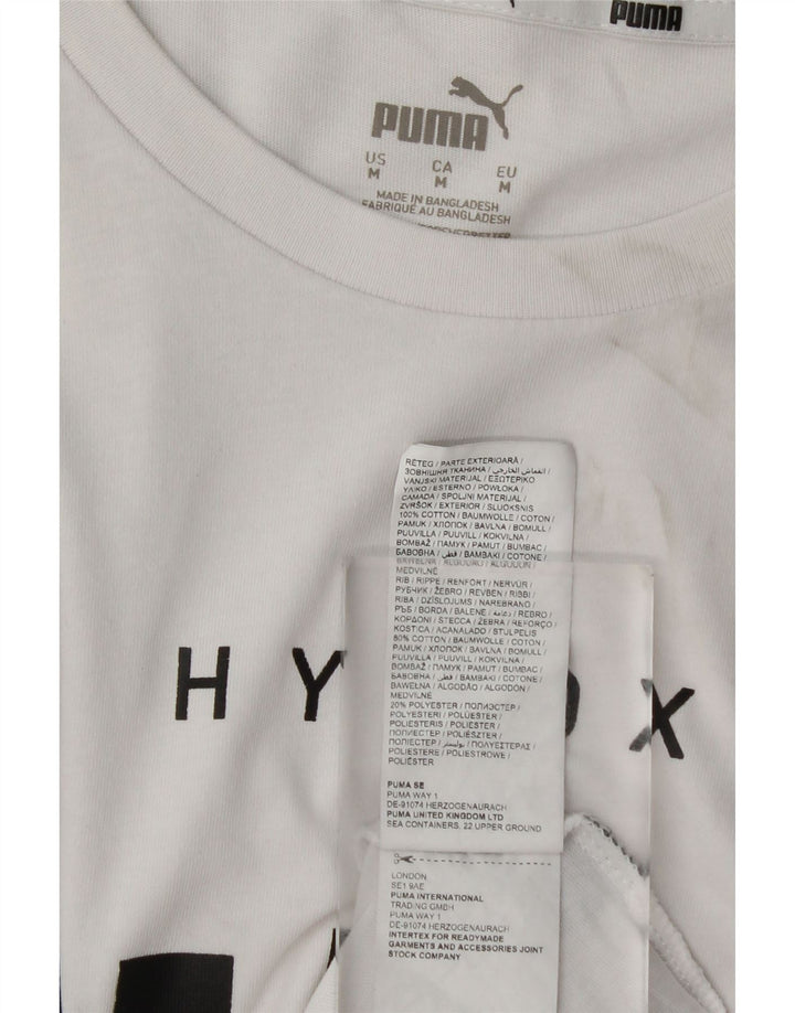Tricou cu grafic Puma pentru bărbați Top, mediu, alb, bumbac