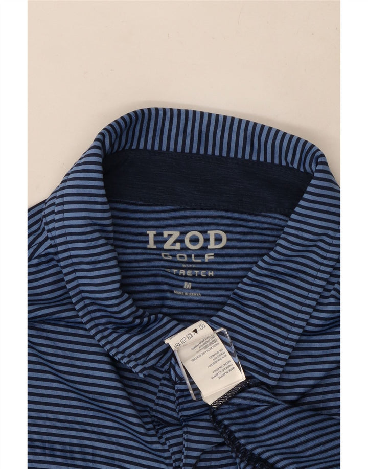 Tricou polo Izod pentru bărbați, poliester cu dungi albastre medii