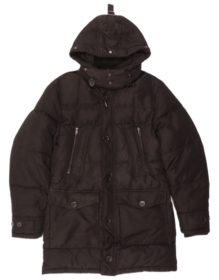 Palton căptușit cu glugă pentru bărbați Zara UK 36 Poliester negru mic