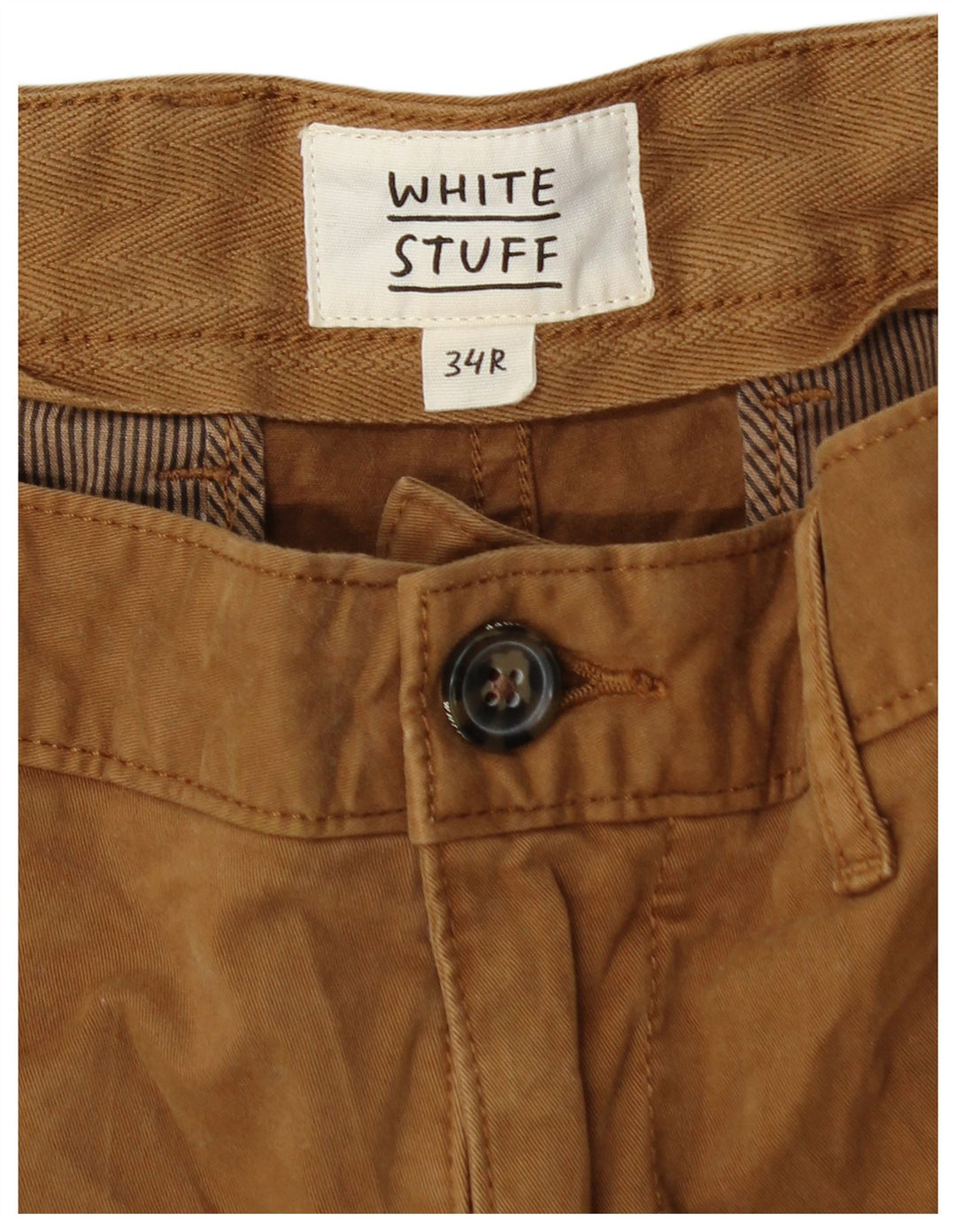 WHITE STUFF Pantaloni scurți chino pentru bărbați W34 mare, bej, bumbac