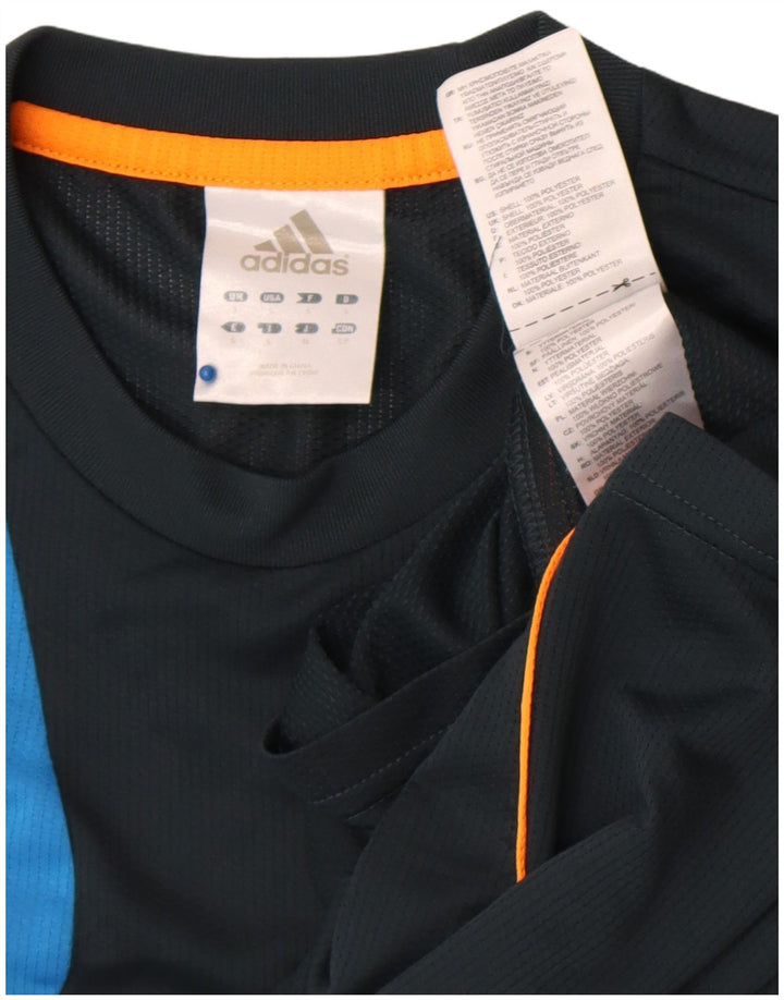 Tricou grafic pentru bărbați Adidas Top mic, albastru bleumarin, poliester color bloc