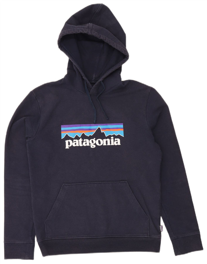 PATAGONIA Pulover cu glugă cu grafică, cu formă regulată, pentru bărbați, bumbac, albastru bleumarin