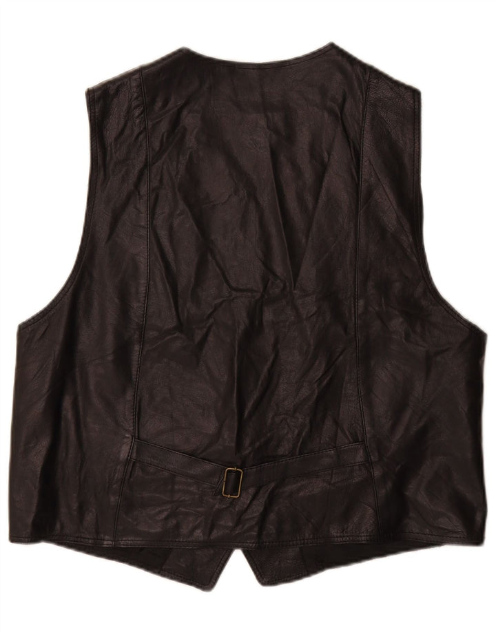 Vestă din piele vintage pentru bărbați, mare, neagră