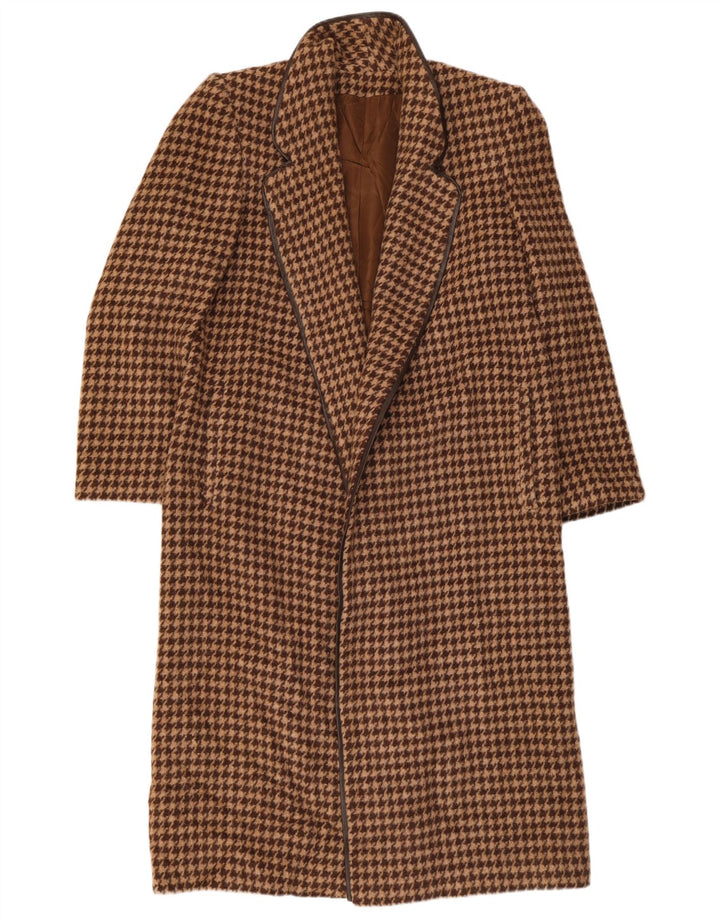 Pardesiu deschis pentru femei vintage UK 12 maro mediu Houndstooth