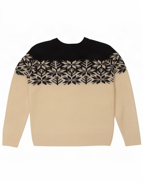 Pulover vintage pentru bărbați cu gâtul turnat, alb mediu, acrilic Fair Isle