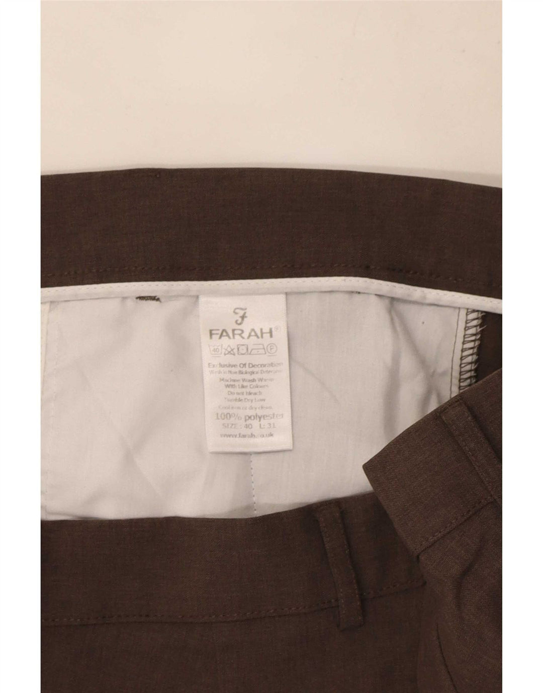 Farah Pantaloni Chino Drepți Bărbați L40 L31 Maro Poliester