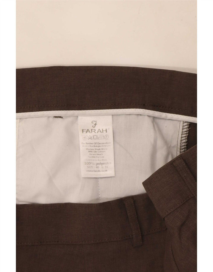 Farah Pantaloni Chino Drepți Bărbați L40 L31 Maro Poliester