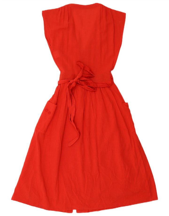 VINTAGE Rochie A-Line fără mâneci pentru femei UK 12 Medium Red Floral