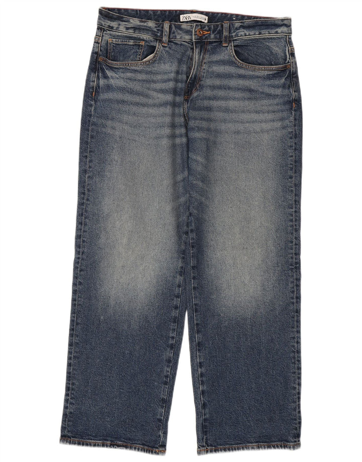 Blugi largi dama Zara EU 40 Medium L30 L29 Bumbac albastru