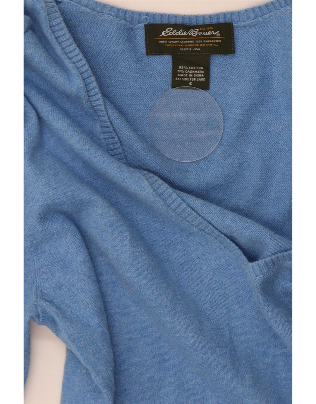 Pulover pentru bărbați cu decolteu în V Eddie Bauer, bumbac albastru mic