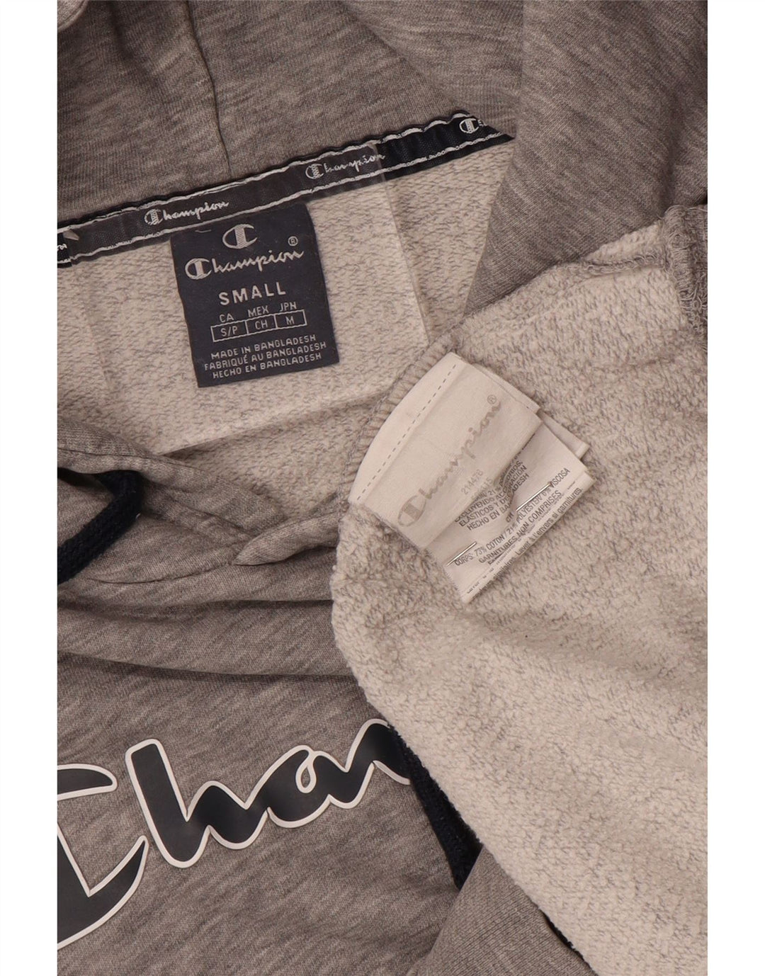 Pulover cu glugă cu grafică CHAMPION pentru bărbați, bumbac cu pete mici, gri