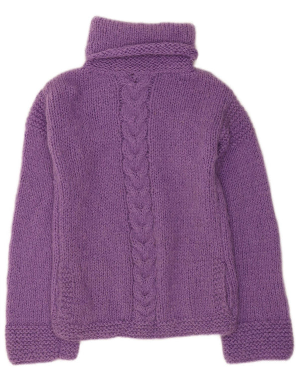Pulover vintage pentru femei cu gât rulat din lână violet mediu UK 12
