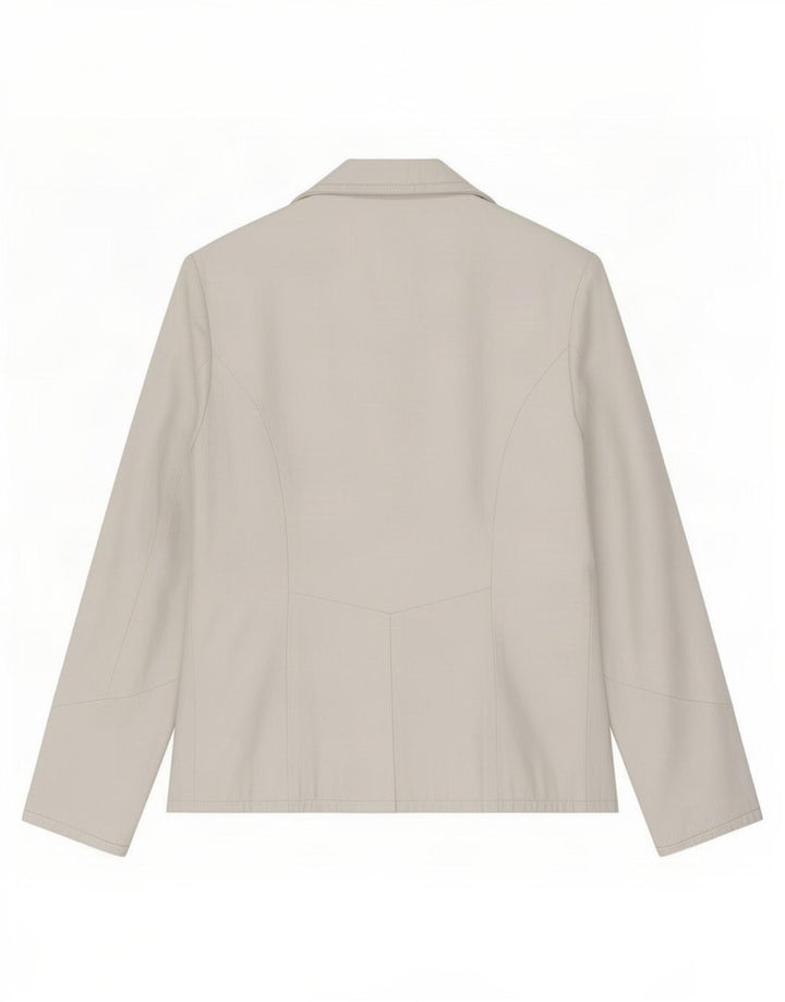 Jachetă vintage din piele cu 2 nasturi pentru femei IT 44 Medium White