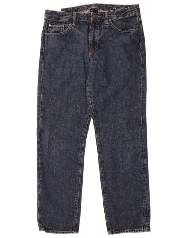 Massimo Dutti Blugi drepti pentru bărbați cu talie medie EU 38 Mici L30 L28 Bumbac albastru