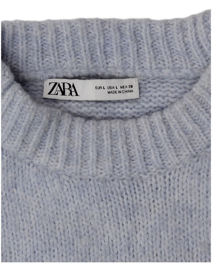 Pulover supradimensionat pentru femei Zara, cu gâtul turn, UK 16, mare, albastru