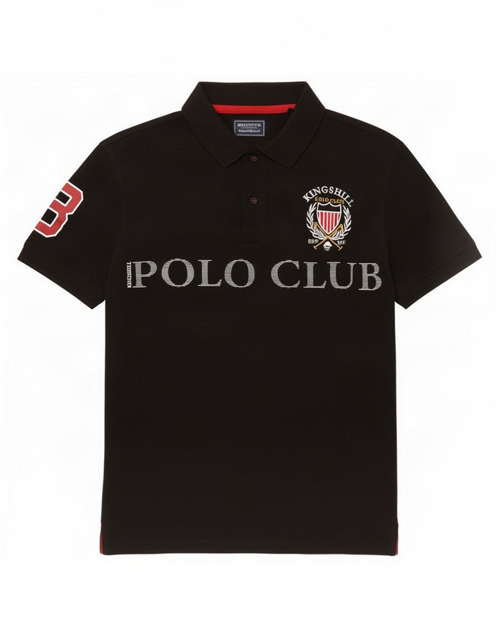 Tricou polo cu grafică pentru bărbați, bumbac negru mic