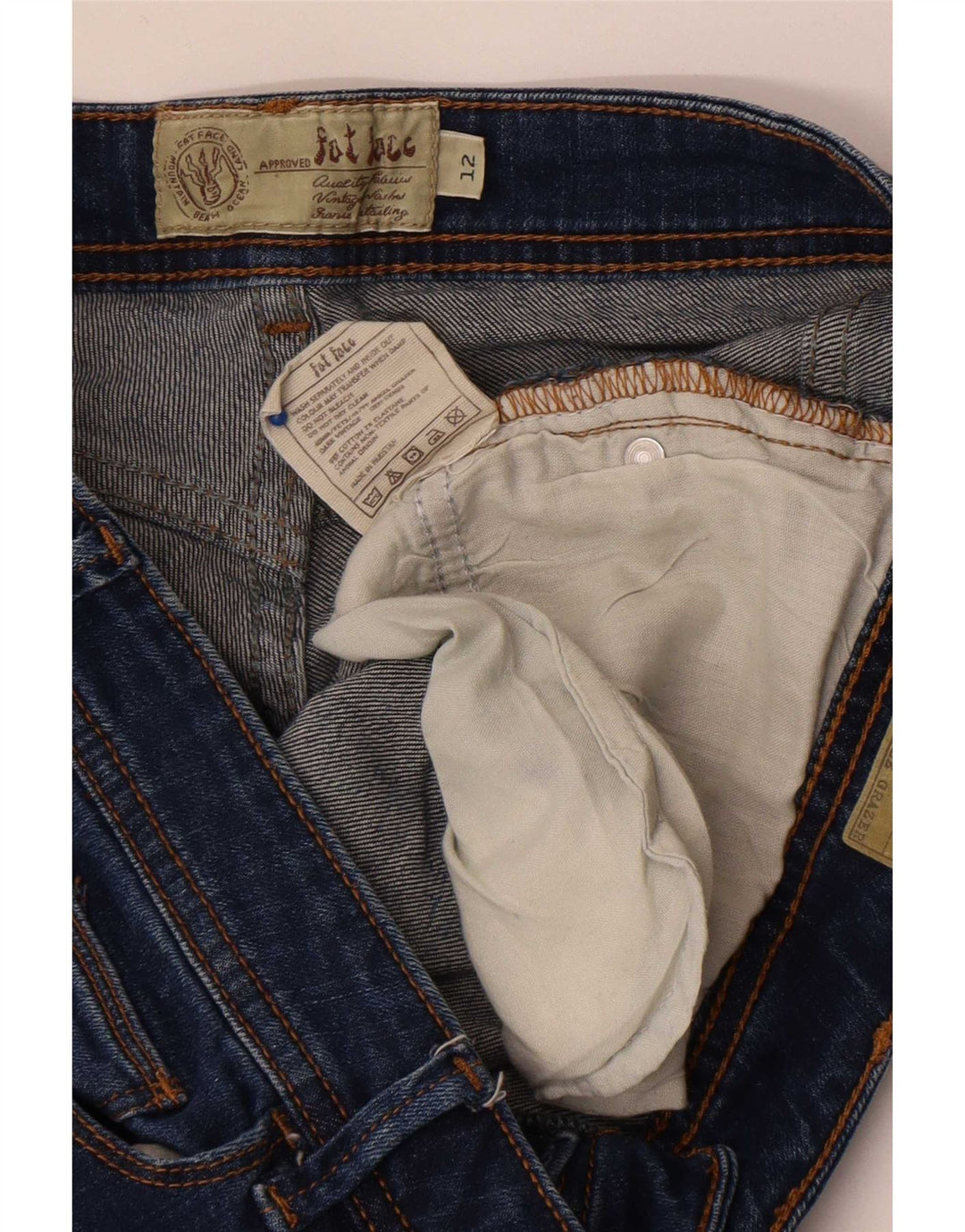 Fat Face Blugi subțiri pentru femei UK 12 Medium W30 L26 Blue Bumbac