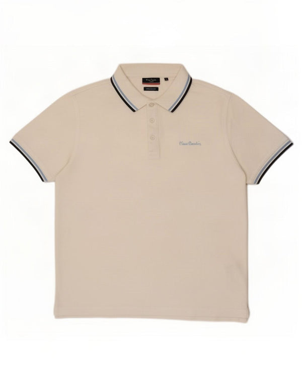 Cămașă polo pentru bărbați Pierre Cardin, mare, alb, cu formă normală