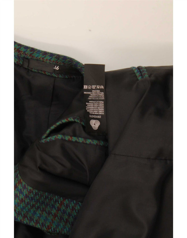 Jachetă vintage pentru bărbați cu 2 nasturi IT 46 Lână nouă cu picior de găin mic verde