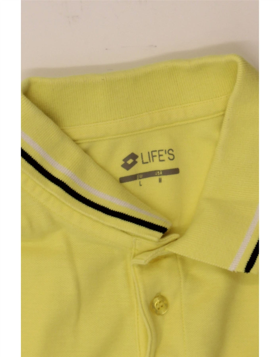 LOTTO Mens Life's Polo Shirt Medium Yellow Cotton Vintage Lotto and Second-Hand Lotto from Messina Hembry 