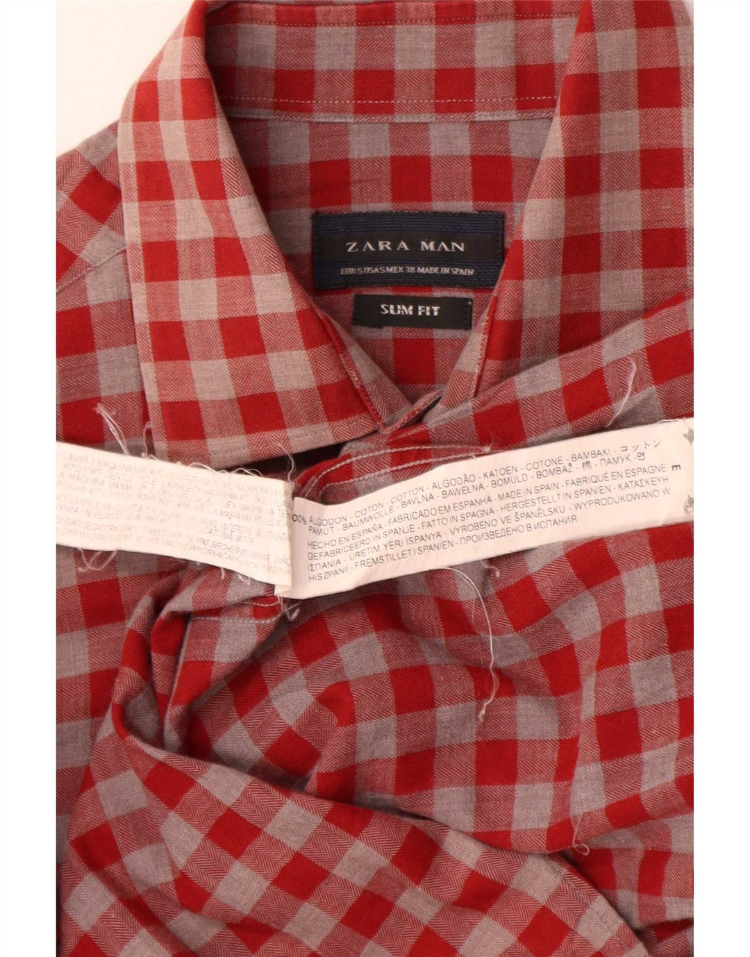 Cămașă pentru bărbați Zara, slim fit, din bumbac roșu
