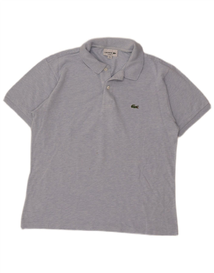 Tricou polo Lacoste pentru bărbați, cu ajustare clasică, mărimea 4, bumbac cu pete albastru mediu