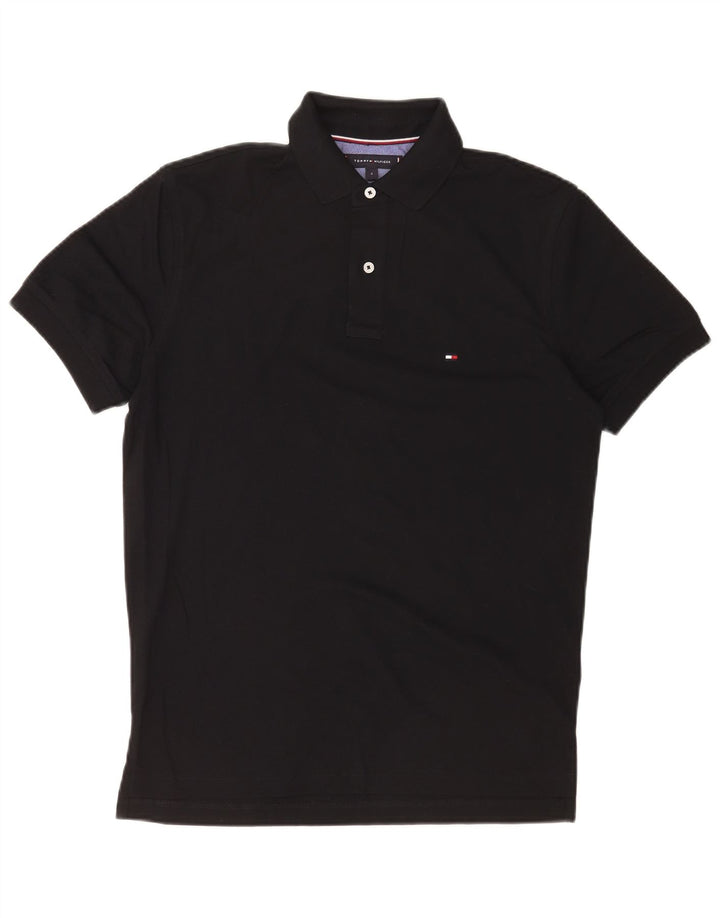 Tricou polo Tommy Hilfiger pentru bărbați, bumbac negru mic