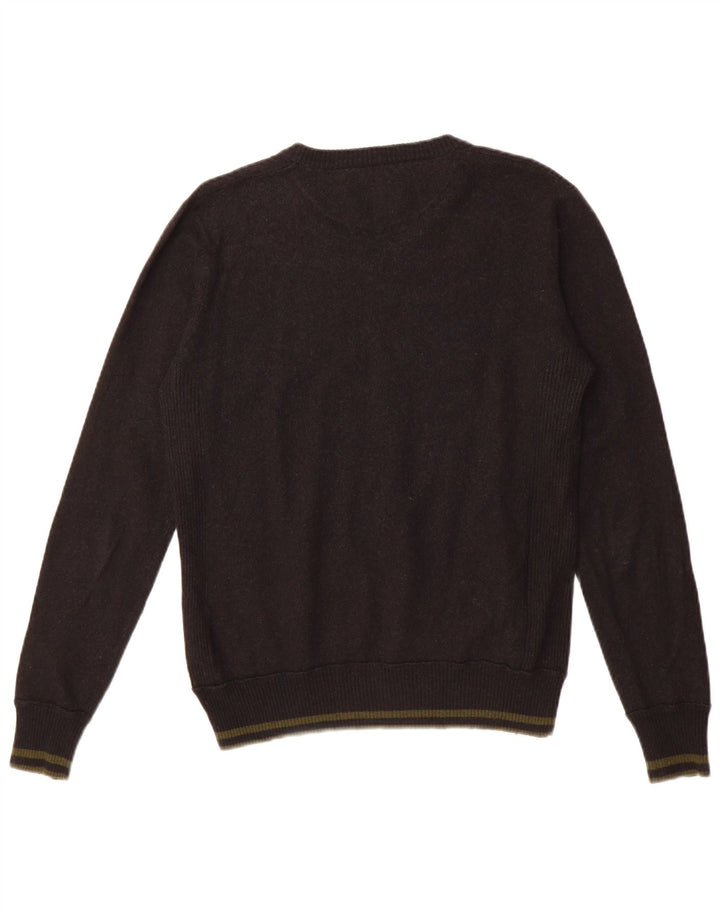 GAS Womens V-Neck Jumper Sweater UK 16 Large Black Wool