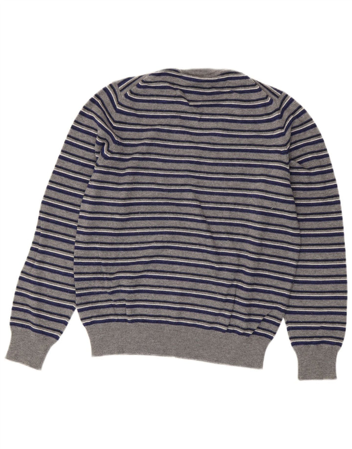 Pulover pentru bărbați Fred Perry cu decolteu în V, lână cu dungi mici, gri