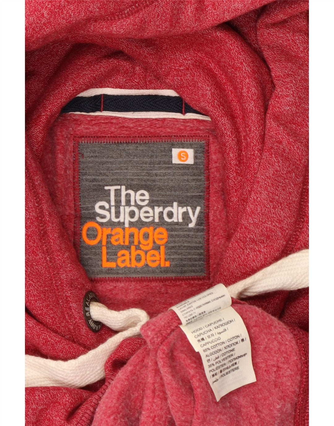 SUPERDRY Pulover cu capota cu fermoar pentru femei UK 10 Bumbac cu pete roșii mici
