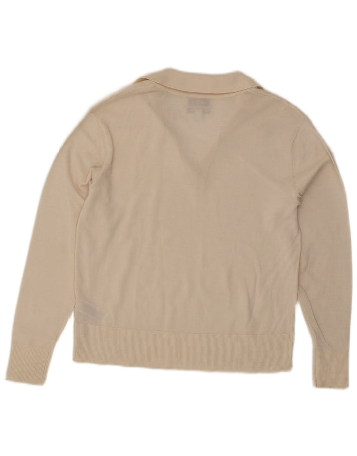 Marks & Spencer Pulover cu gât polo pentru femei UK 12 Medium Off White