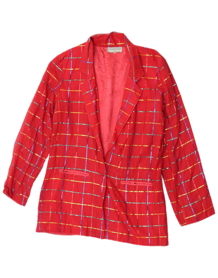 Sacou blazer pentru femei Monsoon cu 1 nasture UK 12, bumbac roșu mediu cu carouri