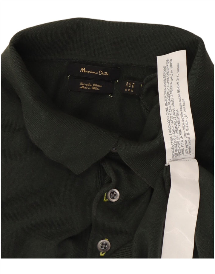 Tricou polo Massimo Dutti pentru bărbați, bumbac verde mediu