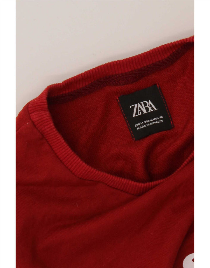 Pulover cu grafic pentru bărbați Zara, bumbac roșu mediu