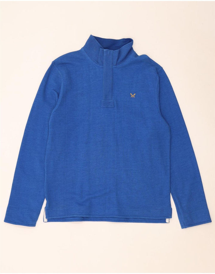 Crew Clothing Hanorac pentru bărbați cu fermoar și gât Pulover Bumbac albastru mediu