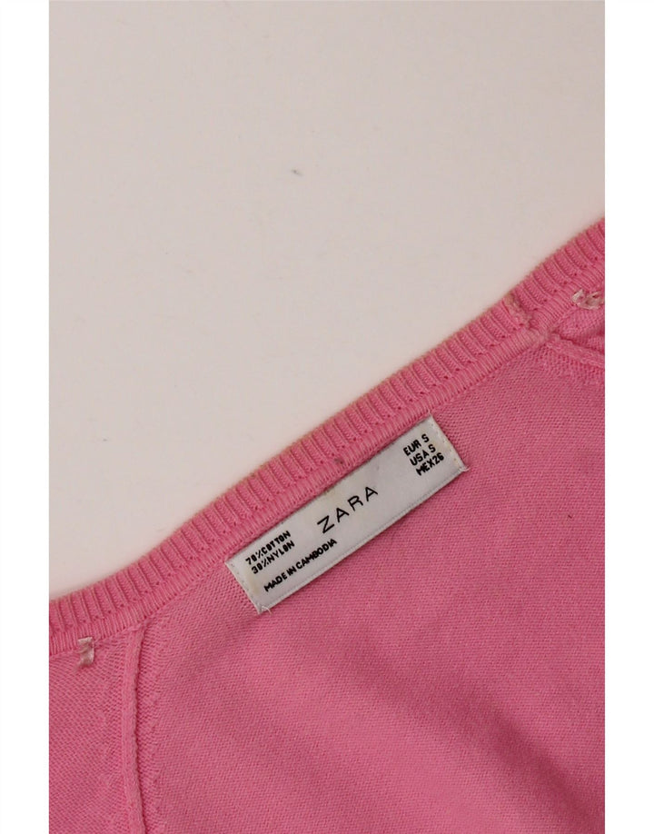 Pulover cardigan pentru femei Zara UK 10 mic roz
