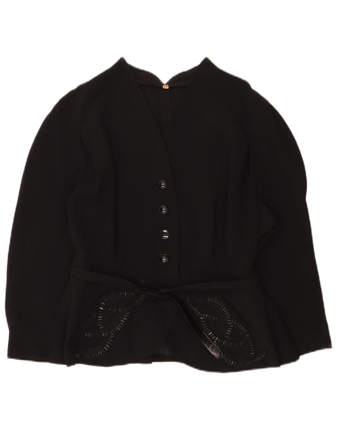 Jachetă vintage pentru femei, cu 4 nasturi, mâneci 3/4, IT 44 Medium Black