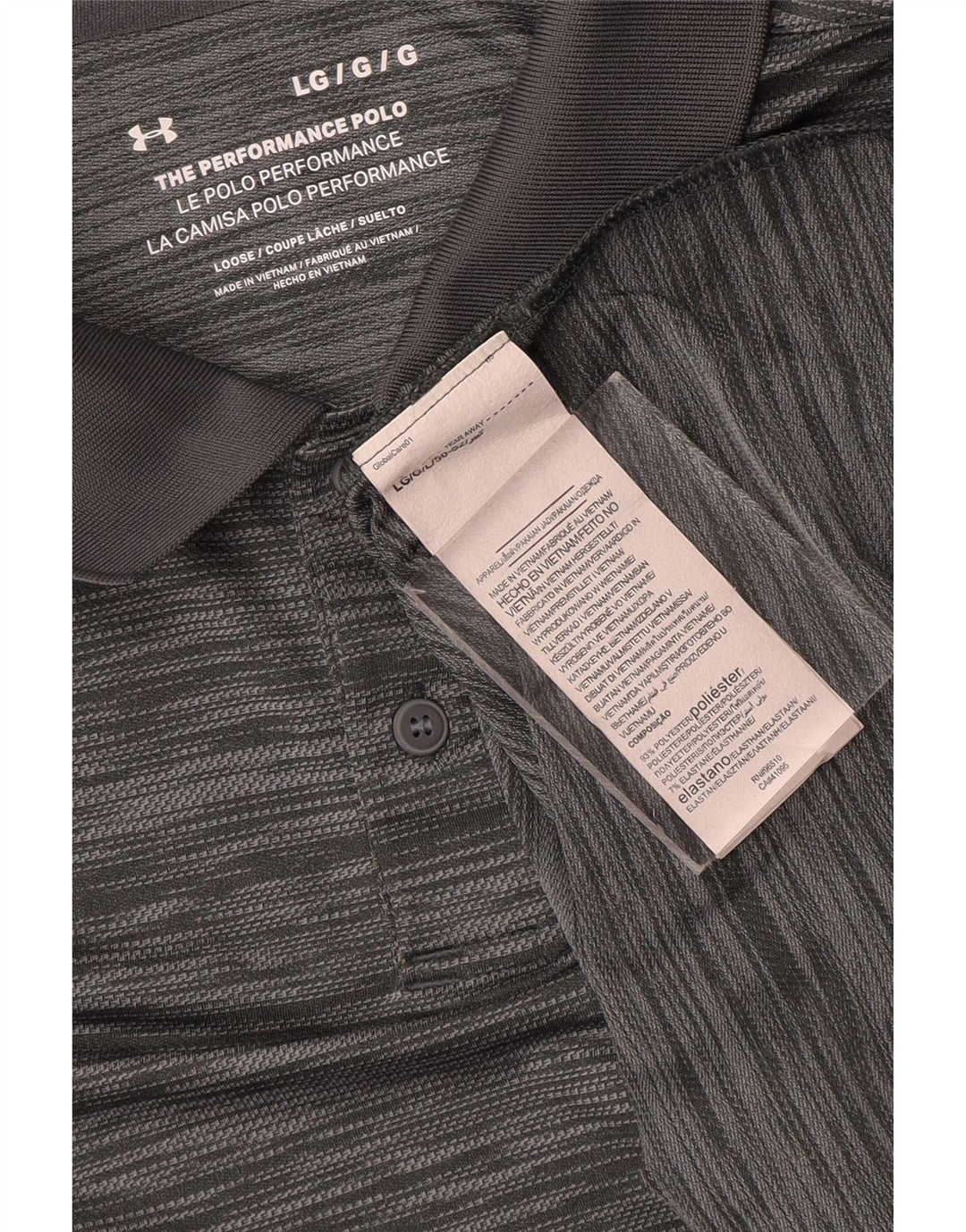 Tricou polo Under Armour pentru bărbați, mare, gri, poliester cu dungi