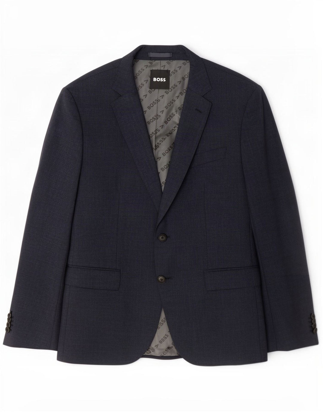 Blazer pentru bărbați Hugo Boss cu 2 nasturi UK 52 XL Lână cu carouri bleumarin