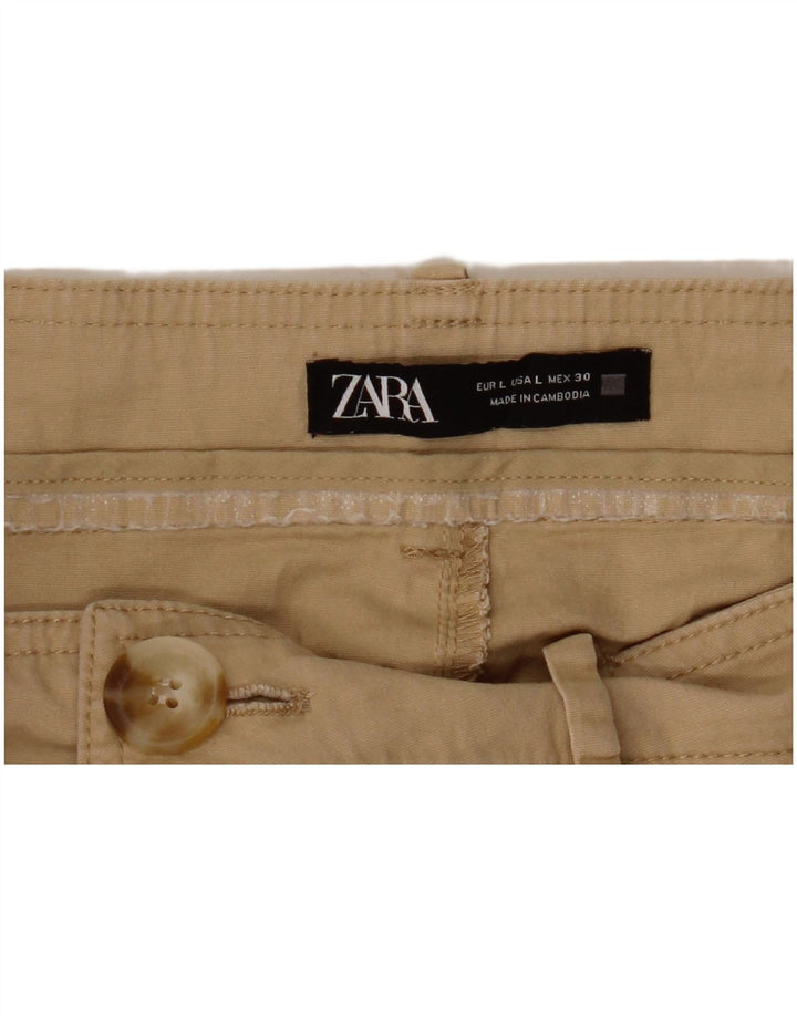 Pantaloni tăiați conici pentru femei cu talie înaltă ZARA L30 L24 Bej