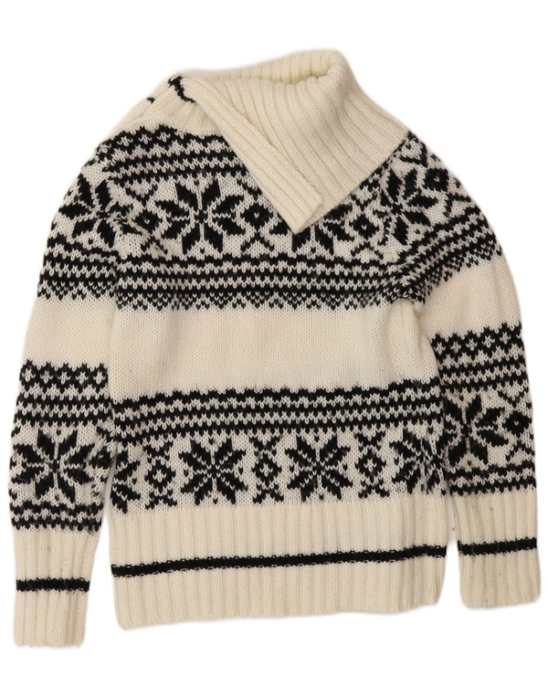 Yessica Pulover pentru damă, cu nasturi, cu gâtul fulg de zăpadă, UK 14 Medium White Wint